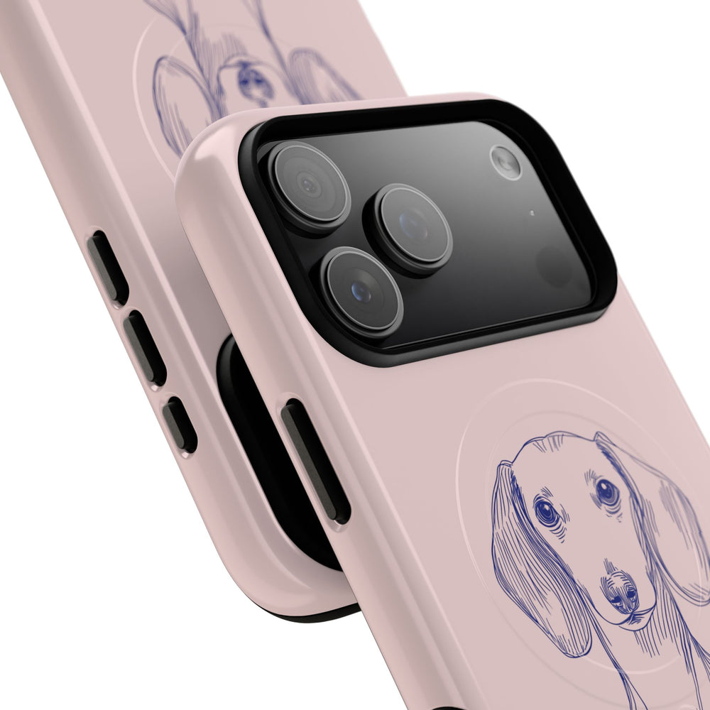 Dachshund Sketch Tough Magnetic Phone Case — Pink Protective Phone Cover