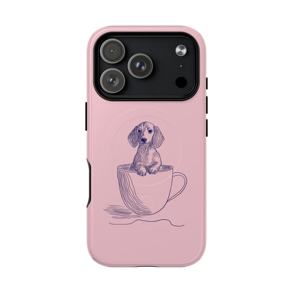 Pink Puppy in Teacup Magnetic Phone Case — Tough Protective Phone Case