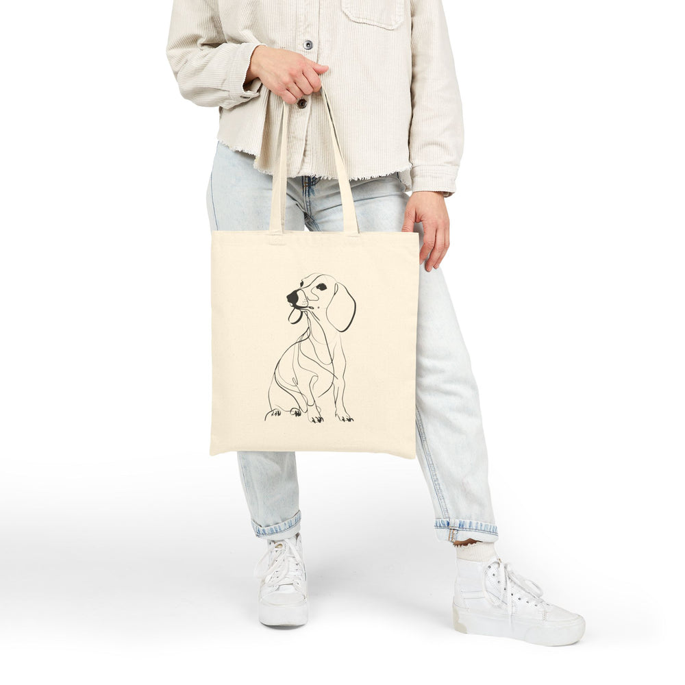 Dachshund Line Art Cotton Tote — Minimalist Dog Sketch Reusable Bag