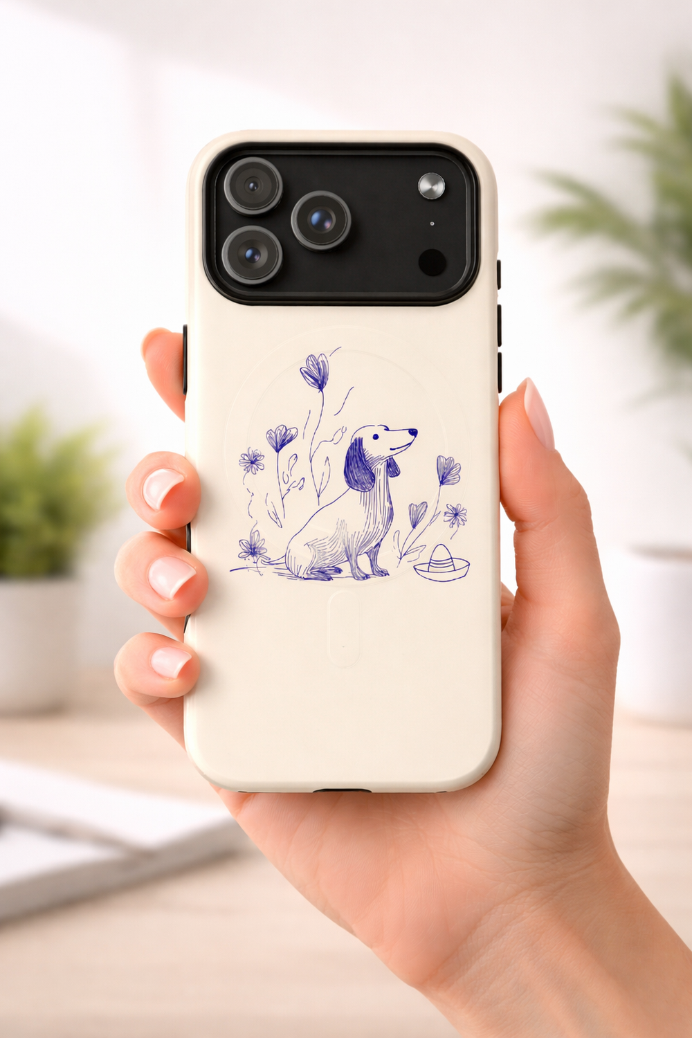 Dachshund & Butterfly Tough Magnetic Phone Case — Protective Dog Lover Cover