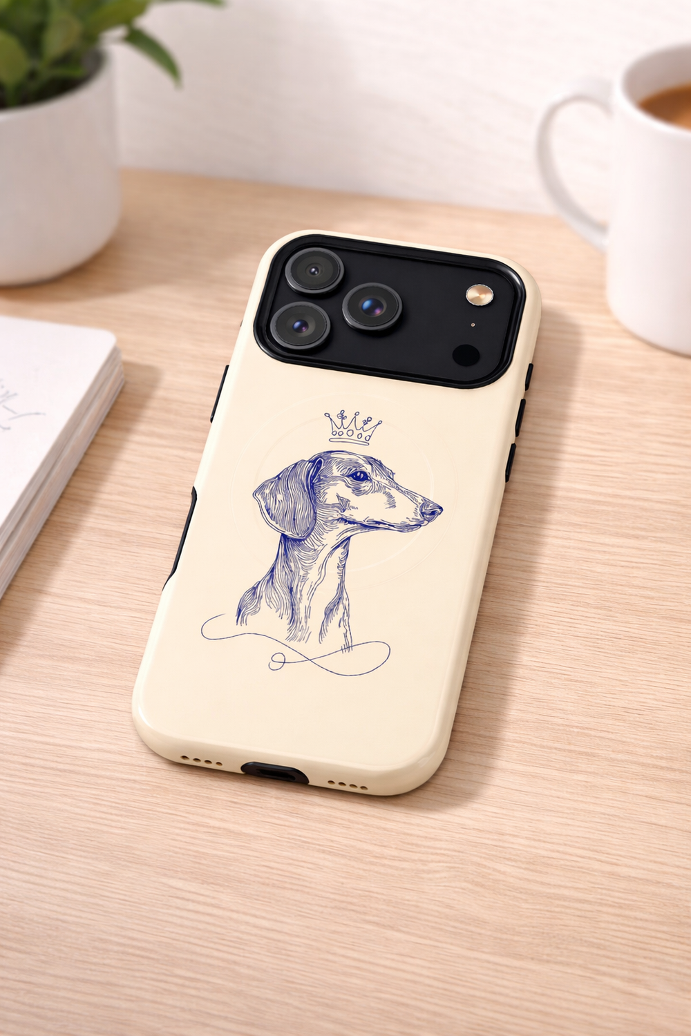 Dachshund Crown Tough Magnetic Phone Case — Elegant Sketch Dog Protector