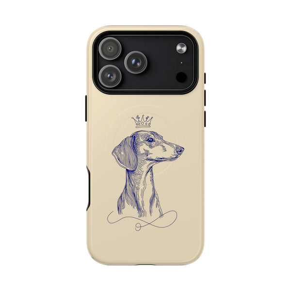 Dachshund Crown Tough Magnetic Phone Case — Elegant Sketch Dog Protector