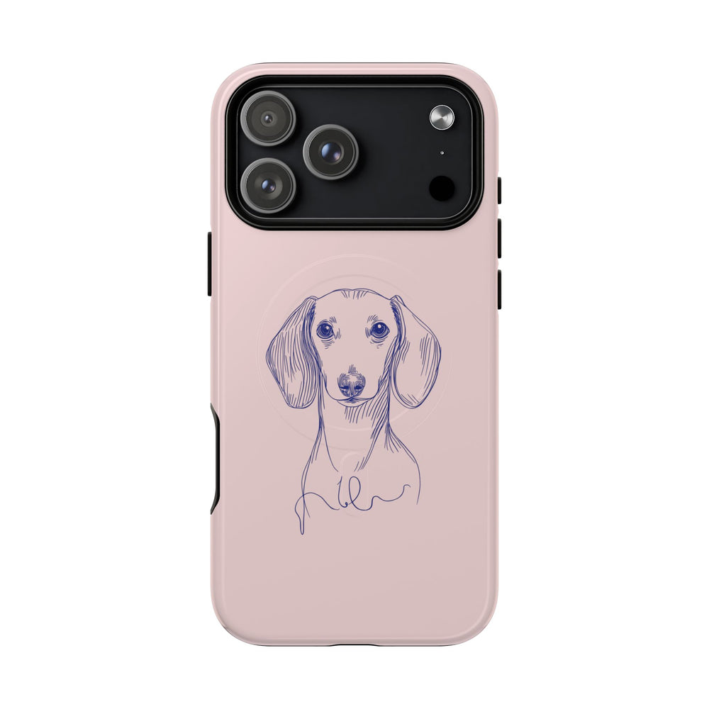 Dachshund Sketch Tough Magnetic Phone Case — Pink Protective Phone Cover